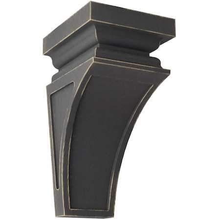 Ekena Millwork 4"W x 4 3/4"D x 8"H Small Nevio Wood Vintage Decor Corbel, Black CORWD04X04X08NEBL